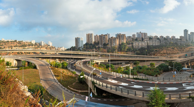 beautiful view and bridges in Haifa on Judgment Day