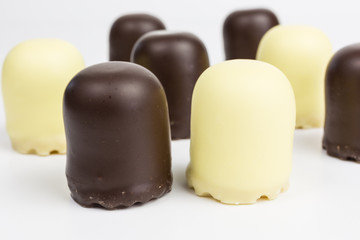 group of dark and white chocolate marshmallows