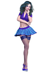 Woman in school uniform.