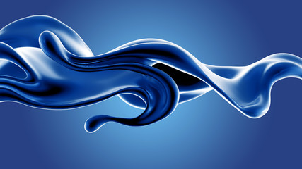 Digital rendering of blue fluid in motion - obrazy, fototapety, plakaty