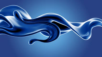 Fotobehang Digitale weergave van blauwe vloeistof in beweging © Pierell
