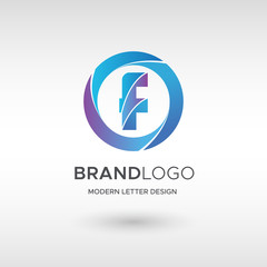 Premium Vector F Logo in gradation color variations. Beautiful Logotype design for company branding. Elegant identity design in blue