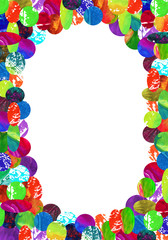 Postcard with color geometric circles on white background, for frame, congratulations, birthday, holiday, greeting card, invitation, celebration, wedding, party, books. Painted in watercolor 