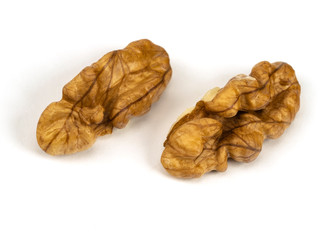 Walnuts kernel isolated on white background, Top view.