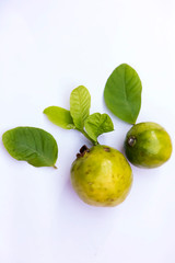 Guava (tropical fruit) on white background