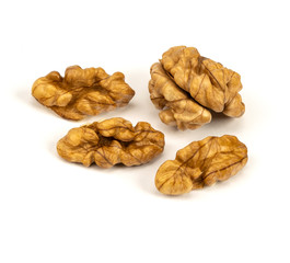 Walnuts kernel isolated on white background, Top view.