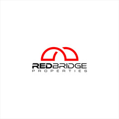 Red bridge property, line art  logo design, stock ,vector image