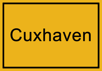 Fototapeta premium Typical german yellow city sign Cuxhaven