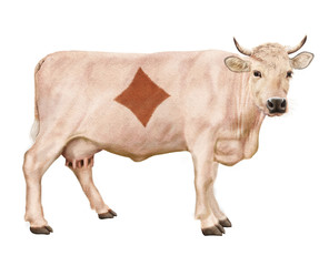 vache laitière, jeu de carte, carreau,  animal, ferme, bétail, taureau, blanc, agriculture, boeuf, gazon, isolé, brun, champ, alpage, mammifère, prairie, bétail, nature, lait, mollet, rural, agricultu