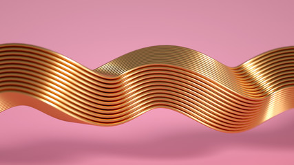 Golden wave background. 3d illustration, 3d rendering.