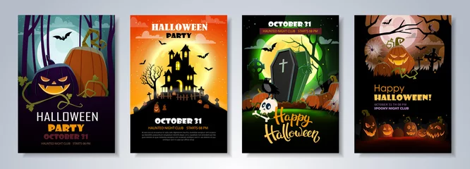 Tuinposter Flyer template for Halloween Party © Stekloduv