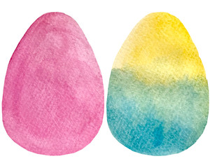 watercolor illustration of Easter eggs silhouette.