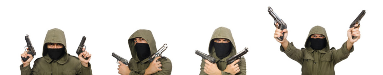 Fototapeta premium Masked man in criminal concept on white