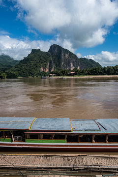 Landscape along the Mekong to Pak Ou caves, Laos 
