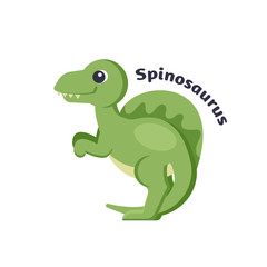 Funny spinosaurus in cartoon style on white background
