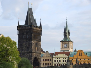 panorama of Prague in summer from afar