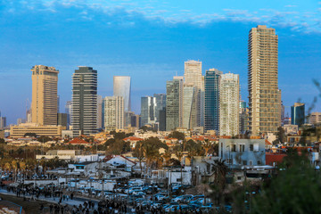Fototapeta na wymiar Cloudy Blue Sky under Tel Aviv Sea Side, Israel