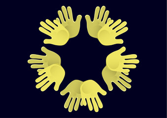 Icon. Colorful design of united loving hands. Hand giving a heart, happy valentines day.