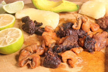 typical Dominican fry, fried pork and cassava.