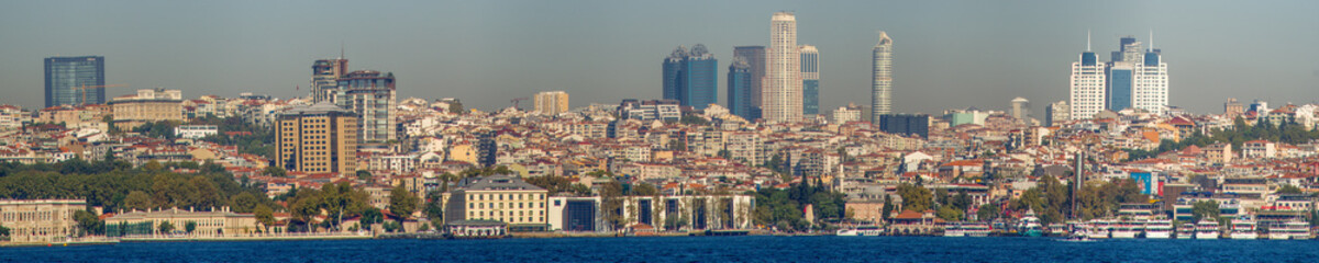 Fototapeta na wymiar Panorama of the skyline of Istanbul from the west side of the Golden Horn..