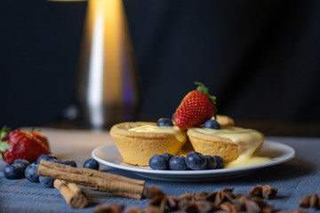 fruit mince pie custard berries