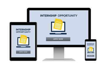 Internship concept on electronic devices isolated on white background