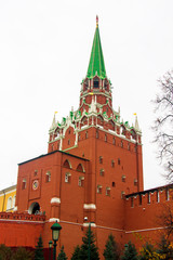 The Troitskaya Tower of the Kremlin in Moscow, Russia