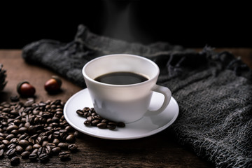 Hot coffee with blurry background
