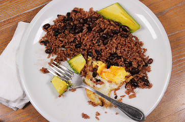 Black rice with black beans. Dominican food