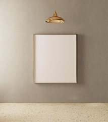 Mockup poster in the interior in modern style. Empty frame. 3d render image