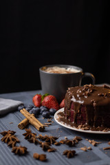 chocolate cake with berries