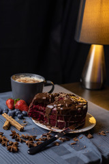 chocolate cake and coffee