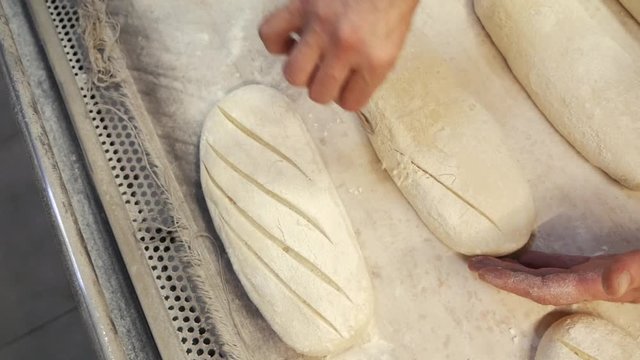 Baking bread in a bakery