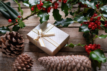 Christmas and holly gift packages