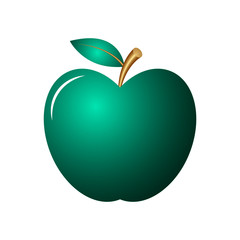Vector green apple icon. Cartoon style. Vector illustration for design.
