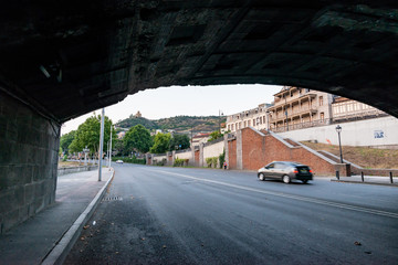Beautiful aerial and panoramic view of Tbilisi at sunset, Georgia, Europe
