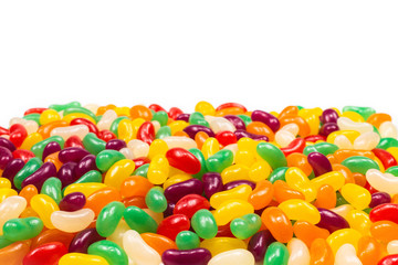 Colorful jelly beans isolated on white.