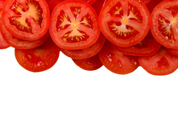 Sliced tomato background. Top view.