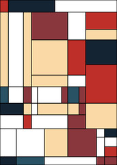 Piet Mondrian style Abstract Computational Generative Art background illustration
