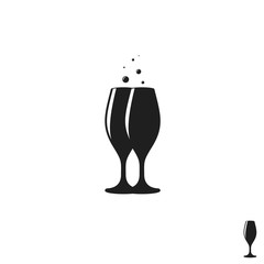 Champagne. Happy holidays. Isolated champagne glasses with bubbles 