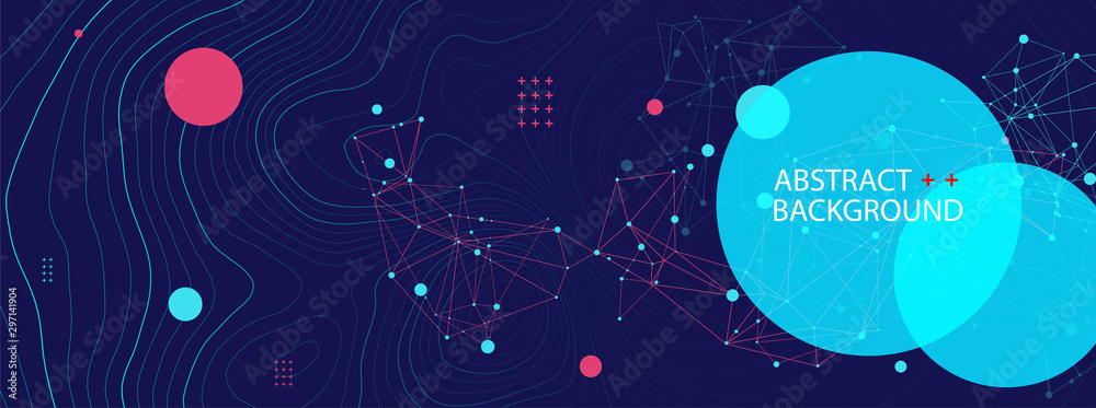 Wall mural template for science and technology presentation. plexus style background.