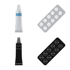 Vector illustration of pharmacy and hospital sign. Set of pharmacy and business stock vector illustration.