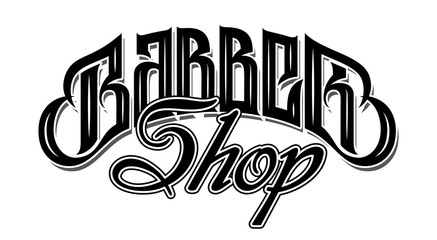 Vector illustration with stylish inscription for barbershop. Calligraphy. Lettering