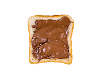 Sandwich with chocolate spread isolated on a white background