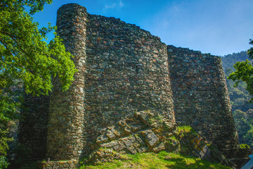 Walls of an old portuguese fortress on the hill