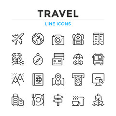 Travel line icons set. Modern outline elements, graphic design concepts, simple symbols collection. Vector line icons