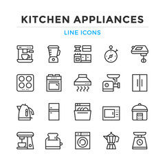 Kitchen appliances line icons set. Modern outline elements, graphic design concepts, simple symbols collection. Vector line icons