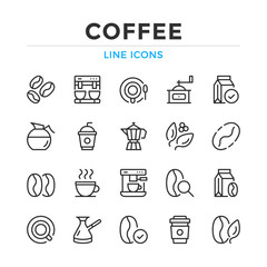 Coffee line icons set. Modern outline elements, graphic design concepts, simple symbols collection. Vector line icons