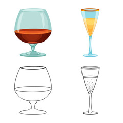 Isolated object of drink and bar symbol. Set of drink and party stock vector illustration.