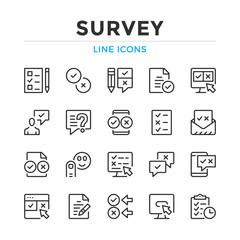 Survey line icons set. Modern outline elements, graphic design concepts, simple symbols collection. Vector line icons
